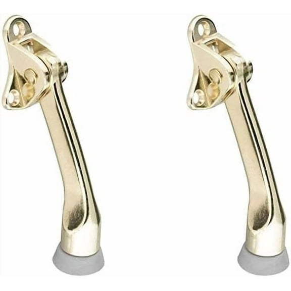 Litepak Kickdown Door Stop Premium Holder Flip Doorstop 4" (Polished Brass (Plated), 2 Pack)
