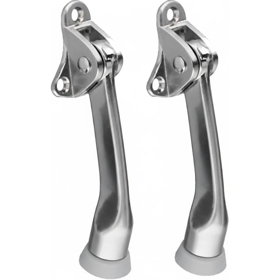 Litepak Kickdown Door Stop Premium Holder Flip Doorstop 4" (Satin Nickel, 2 Pack)