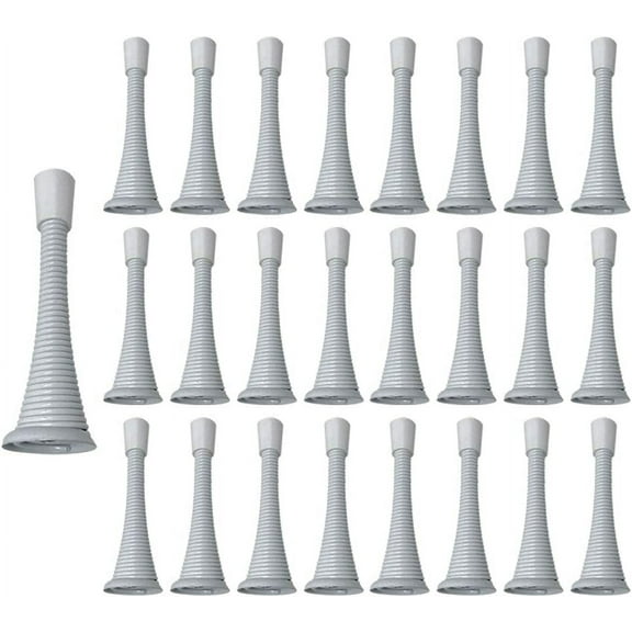 Litepak Spring Door Stop 3" Heavy Duty Stopper Steel w/Plastic Bumper (White, 48 Pack)