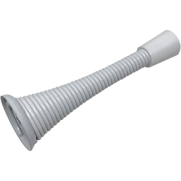 Litepak Spring Door Stop 3" Premium Heavy Duty Stopper Steel w/Plastic Bumper (White, 1 Pack)