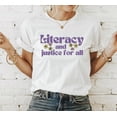 thumbnail image 1 of Literacy And Justice For All Sweatshirt, Book Lover Shirt, Teacher & Librarian Shirt, Book Club Merch, Educator Gift, Save Education Protect, 1 of 4