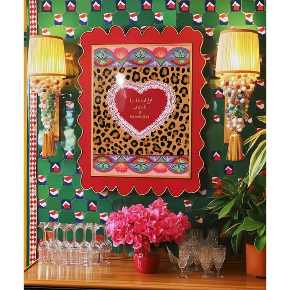 Literally Just A Woman Leopard Print Heart Coquette Art Unframed Paper Print