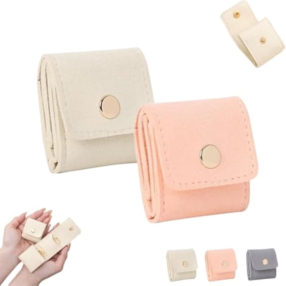 Literalous Mini Travel Jewelry Bag, Portable Jewelry Roll Bag with Buckle, Jewelrys Storage Pouch, Foldable Multifunctional Travel Jewelrys Pouch for Earrings Necklaces Bracelets (2pcs-Mix-a)