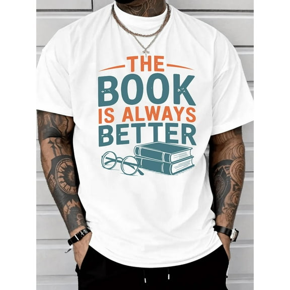 Literary Book Graphic Tee T-Shirt Cotton Top The Book Casual Short Sleeve Crew Neck Reader Apparel White S-5XL