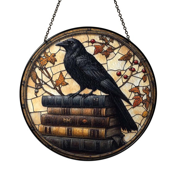 Literary Gothic Style Window Hanging – Stained Glass Look Art