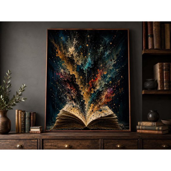 Literary Ink Explosion Book Wall Art Print, Unframed Paper Poster 8x10in