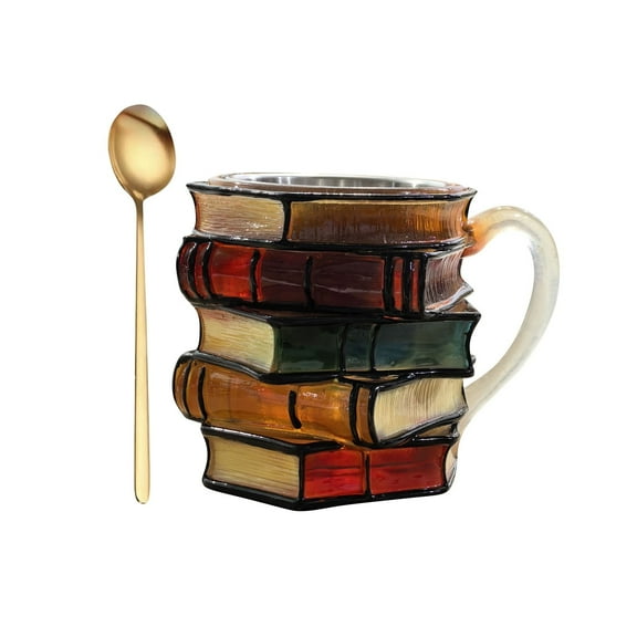 Home Decor Literary Retro Painted Book Cup Hand Painted Literary Theme Hand Painted Mug Book Shape Coffee Cup Reading Lover Study Water Cup