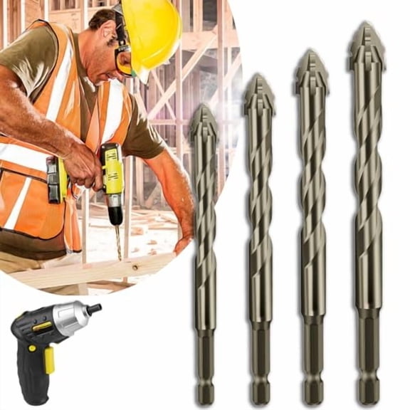 Literaryi New Four-Flute Sawtooth Eccentric Drill Bit Set, New Four-Flute Sawtooth Eccentric Drill Bit Set, Four Blade Serrated Eccentric Drill, for Wood and Metal