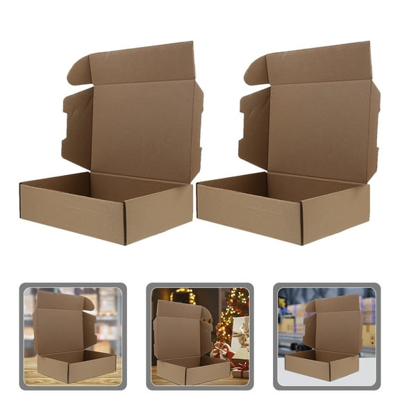 FRCOLOR 10Pcs Brown Kraft Corrugated Boxes for Packaging with Quick Assembly and Space Saving Design