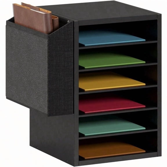 Literature Organization Paper Storage Slot Office Desk File Organizer Desktop Wood Mailbox For Teacher Classroom 6 Tier Adjustable Countertop Mail Sorter Mailboxes With Name Slots Black