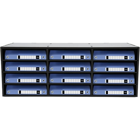 Literature Organizer, 12 Slots Countertop Mail Sorter Organizer PVC Student Mailbox Paper Bill Holder File Letter Sorter Shelf Compartment Shelf Holder for Office Home Classroom (Black, 12 Slots)