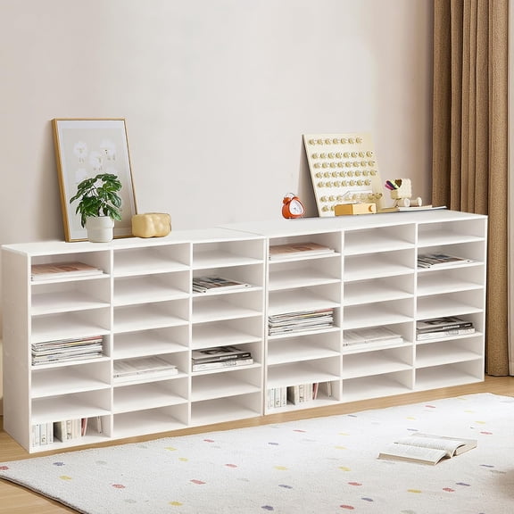 Literature Organizer, 21 Compartments Classroom Mailbox, Desktop File Sorter Mail Center, Paper and Mail Sorter Organizer for Office, Home, Classroom, or Mailrooms Organization, White