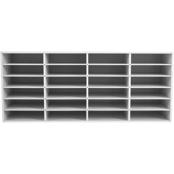 Literature Organizer, 24-Compartment File Storage Organizer Cabinet, Paper and Mail Sorter, Paper Storage Cabinet, Literature Shelf for Home, Classroom, Office, White