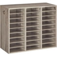 thumbnail image 1 of Literature Organizer, 27 Compartments Wooden Mail Organizer, Countertop Literature Sorter with Adjustable Shelves for Home, Office, School, Student Mailbox for Classroom, Rustic Brown FG27WF01, 1 of 18