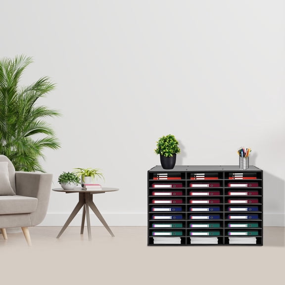 Literature Organizer Desktop File Sorter Mail Center Paper Storage Cabinet Home & Office Mailbox School Classroom Keepers, 27 Slots Compartments