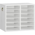 thumbnail image 1 of Literature Organizers, 12 Compartments Office Mailbox with Adjustable Shelves, Wood Countertop Literature Sorter for Office, Home, Classroom, Mailrooms Organization White, 1 of 18