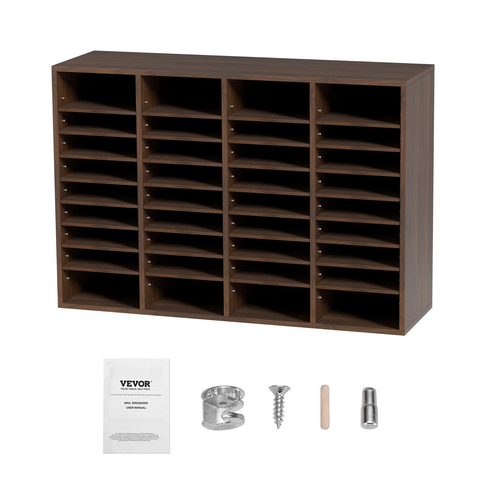 Brown 36-Compartment Adjustable Wood Office Mailbox