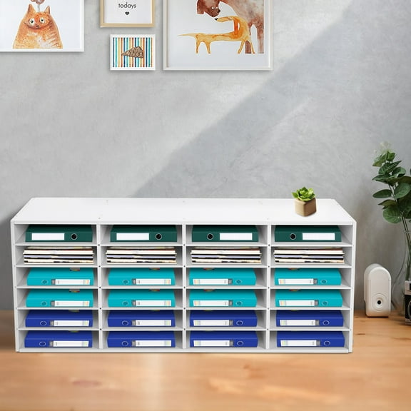 LiteratureOrganizers, File Storage Box, 24-Slot Mail Sorter Organizer, for Library, Office, Classroom, and Craft Room, for Organizing Literature, Magazines, Comic Books, Files, and More