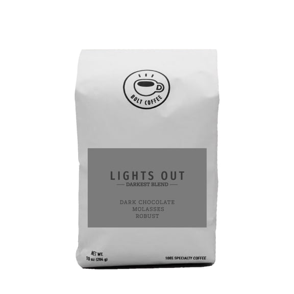 Lites Out - Darkest Blend - Roasted by Bolt Coffee Co. - Whole Bean Coffee - 10oz Bag