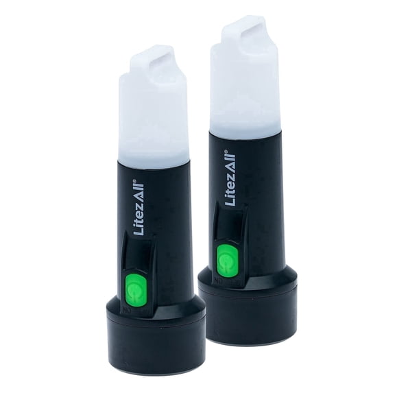 LitezAll 2-in-1 150-Lumen Lantern Flashlight, Portable LED Light for Camping & Emergencies, 2 Pack