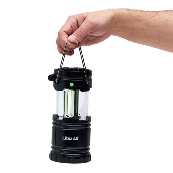 LitezAll 200-Lumen Pull-Up Camping Lantern, Weather-Resistant LED Portable Light with Built-In Fan