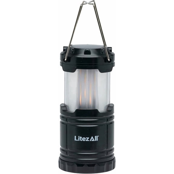 LitezAll Pull Up Camping Lantern, Battery-Powered LED Portable Light with Simulated Flame
