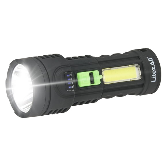 LitezAll Rechargeable 190-Lumen Ultac OG Soft Touch Flashlight, Rechargeable Emergency Light with Hybrid Beam