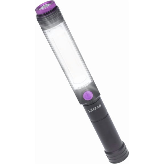 LitezAll LED Work Light, 400 Lumens Flood Light with UV Flashlight, Magnetic Base, and Metal Clip