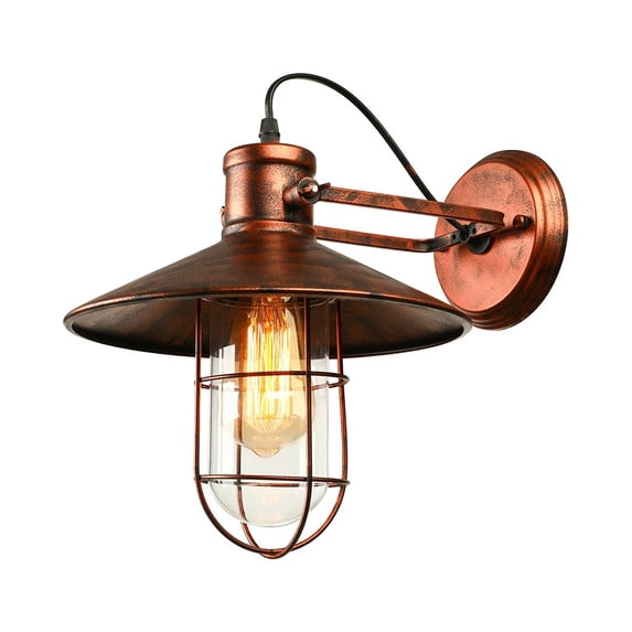 Litfad Antique Retro Copper Sconces Vintage Rustic LED Wall Light Fixture Outdoor in Rust