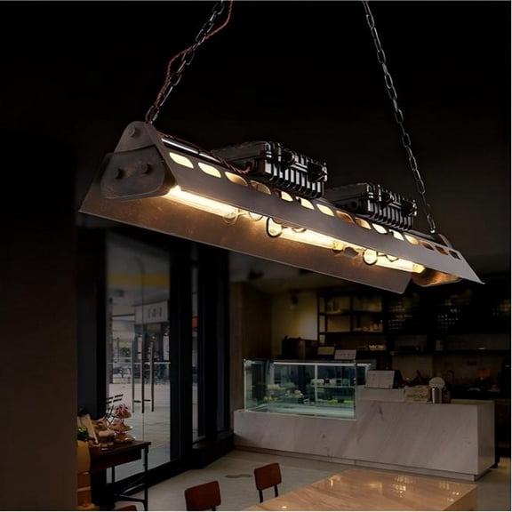 Litfad Heavy Industrial Wrought Iron Steampunk Pendant Ceiling Lamp Large Chandelier Light for Kitchen Dinging Room Bar Counter Pool Table,6-Light