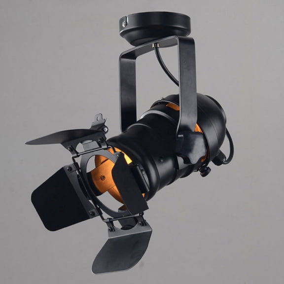 Litfad Industrial Design Black LED Close to Ceiling Spotlight with Metal Canopy Angle Adjustable Ceiling Stage Light