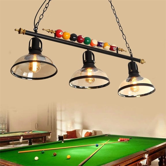 Litfad Industrial Island Lighting 3 Light Billiard Ball Design Pool Table Light Metal Pendant Lamp Fixture