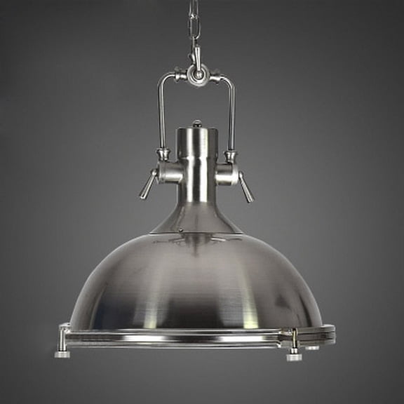 Litfad Industrial Nickel Finish Dome Pendant Light Nautical Barn Kitchen Island Hanging Lamp ,18"