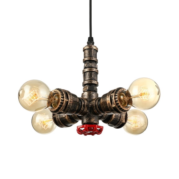 Litfad Industrial Retro Water Pipe Pendant Lamp Steampunk Rustic Ceiling Light Fixture Bedroom Restaurant Lighting