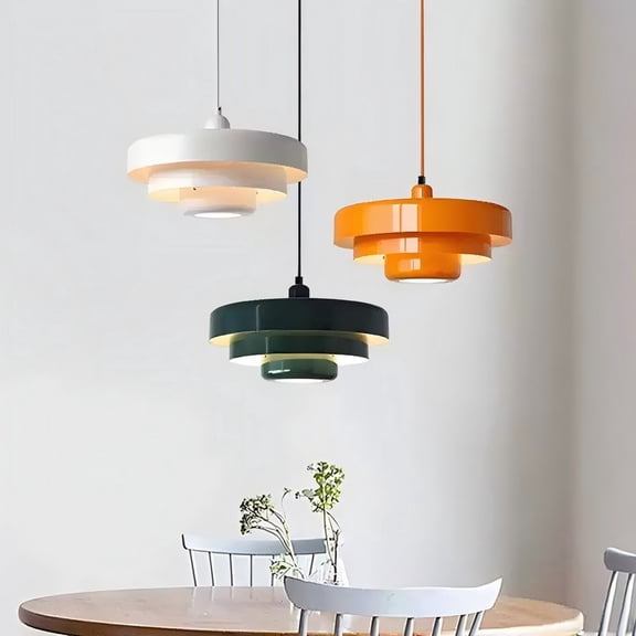Litfad Mid Century Metal Pendant Lamp Danish Haning Ceiling Pendant Light 3-Layer Shade Light,White