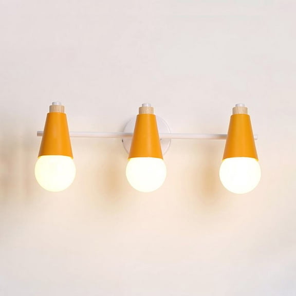 Litfad Modern 3 Lights Cone Shape Wall Mounted Light Scandinavian Conical Rotatable Heads Wall Sconce Light Fixture,Yellow