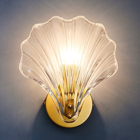 Litfad Modern Clear Glass LED Wall lamp Copper Wall light Bedside lamp Sea Shell Shaded
