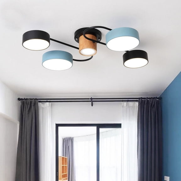 Litfad Modern LED Sputnik-Style Spotlight Ceiling Light Fixture Flush Mount Modern Acrylic 5 Lights for Dining Room,Tricolor Dimming
