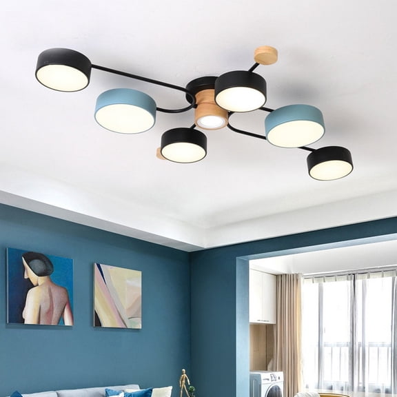 Litfad Modern LED Sputnik-Style Spotlight Ceiling Light Fixture Flush Mount Modern Acrylic 7 Lights for Living Room ,Tricolor Dimmable