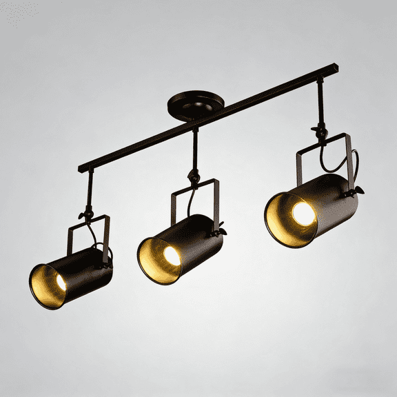 Litfad Retro Industrial Track Lighting Adjustable Metal Ceiling Spotlight Light Fixture 3-Light