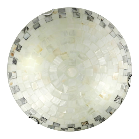 Litfad Tiffany Style 2 Bulbs Shell Shade Flush Mount Ceiling Lights Mosaic Victorian Chandelier Light in Off-White Hotel Cafe Living Room