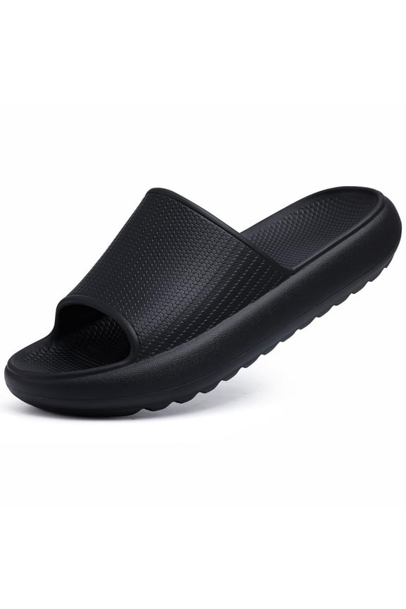 Cloud Slide Sandals for Women Men Summer Shower Shoes Soft Pillow Slippers Arch Support Beach Slides, Black