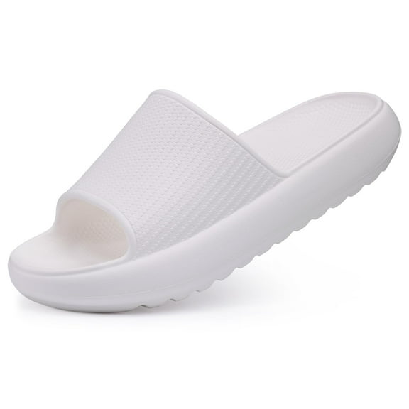 Litfun Cloud Slide Sandals for Women Men Summer Shower Shoes Soft Pillow Slippers Arch Support Beach Slides, White
