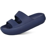 Litfun Cloud Slide Sandals for Women Soft Recovery Shower Shoes Orthopedic Slides with Arch Support, Navy Blue