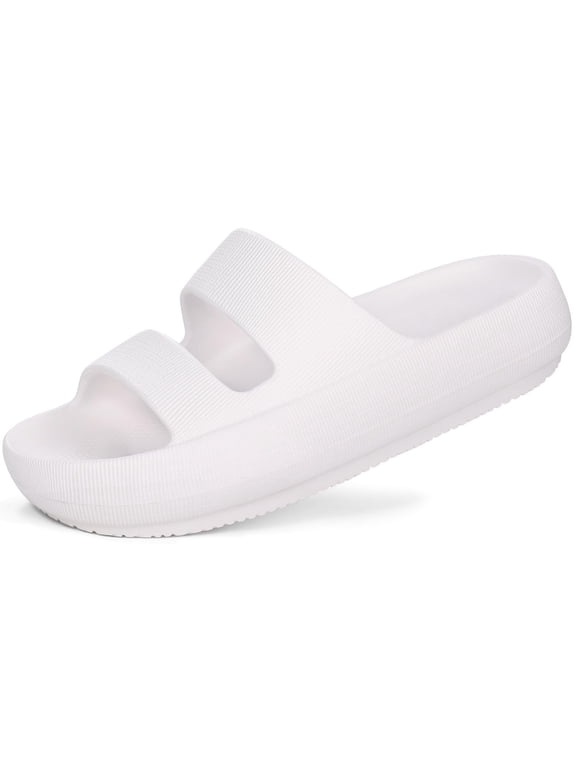 Cloud Slide Sandals for Women Soft Recovery Shower Shoes Orthopedic Slides with Arch Support, White