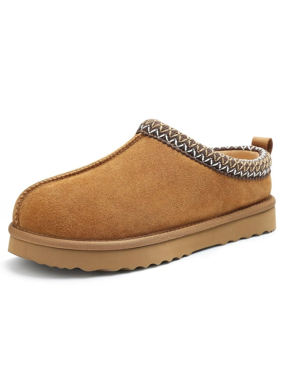 Fuzzy Slippers for Women Genuine Suede Fluffy Winter House Slipper Cozy Warm House Shoes for Indoor and Outdoor