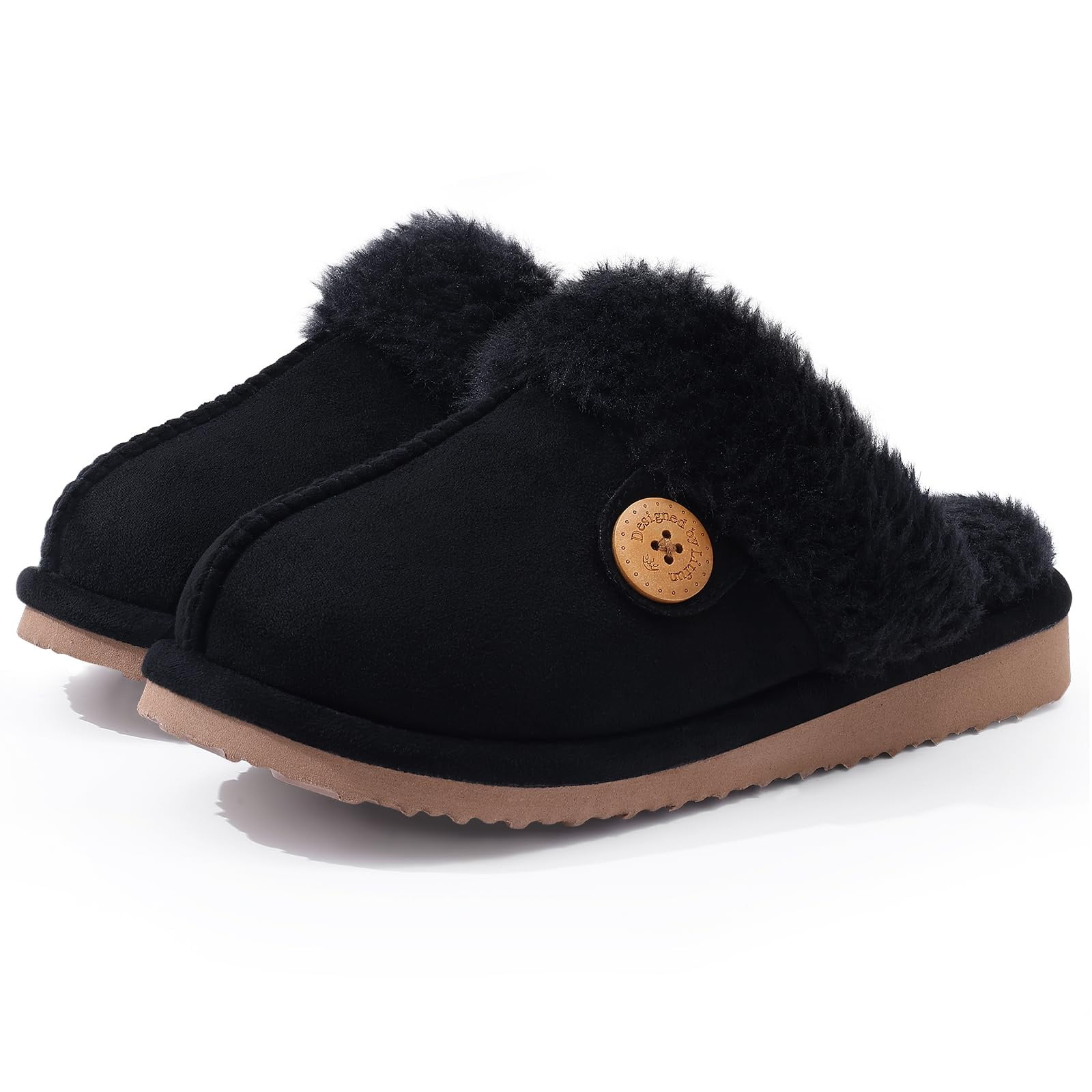Plateau Hausschuhe Damen - Memory Foam Winter Slipper Mit 3,5cm Absatz