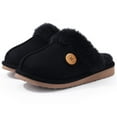 thumbnail image 1 of Litfun Fuzzy Slippers for Women Memory Foam Winter Warm House Shoes Indoor Outdoor, Black, Size 6-6.5, 1 of 6