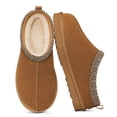 thumbnail image 1 of Litfun Genuine Suede Slippers for Women Cozy Winter House Shoes Fuzzy Memory Foam House Slippers, Chestnut, 1 of 7