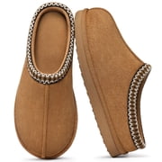 Litfun Memory Foam Slippers for Women Men Cozy Warm House Shoes Indoor and Outdoor, Khaki